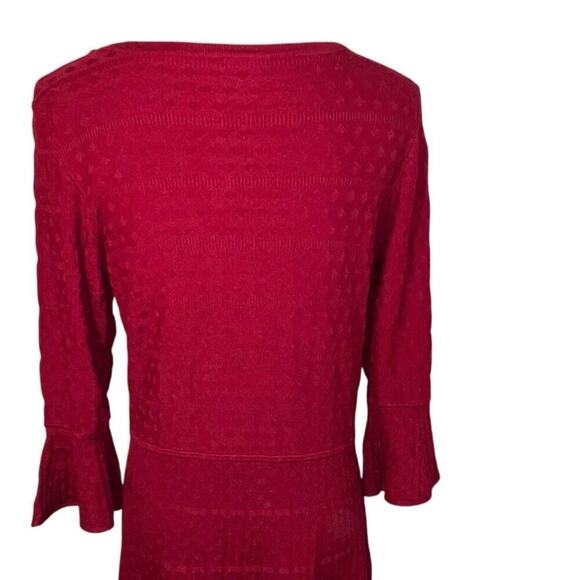 Gabby & Skye Womens sz large textured knit Bell sleeves fit flare midi Y2Kdress - Picture 4 of 11
